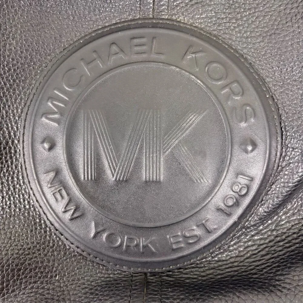 Michael Kors Black Pebbled Leather Fulton Sport Shoulder Purse‎ Big Logo